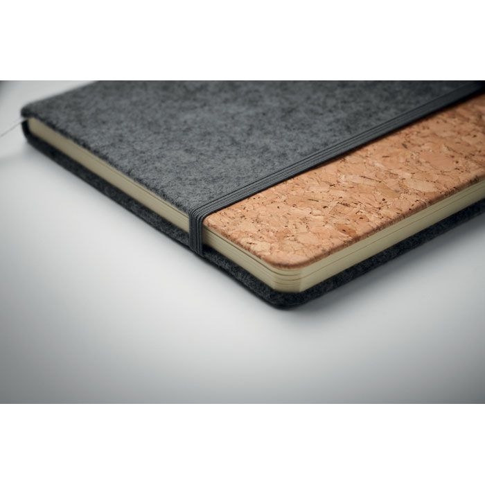 MO2553-15Corkbook DIN A5 Notizbuch RPET-Filz_ steingrau