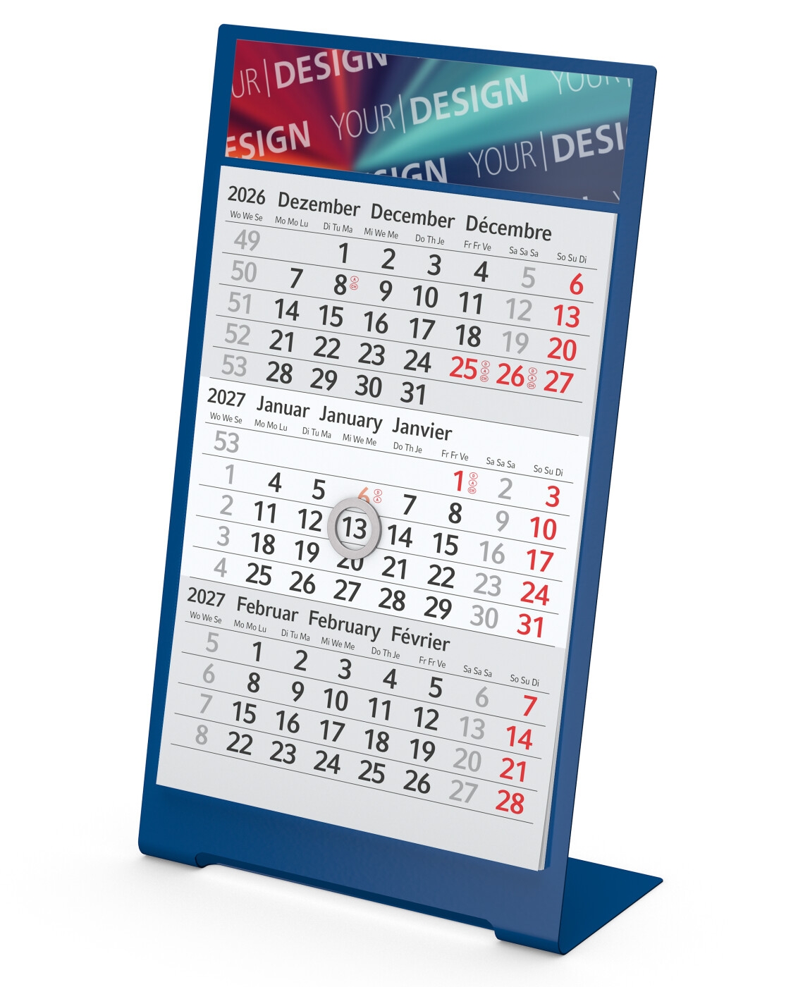 GE0042-BLTischkalender Desktop 3 Color_ blau