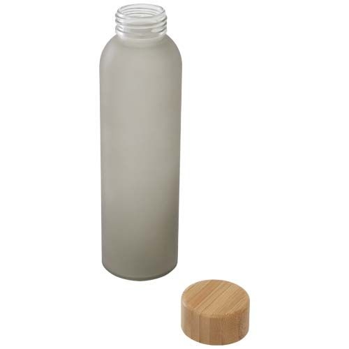 PF100830-2Lume 500 ml Flasche aus mattiertem Kalknatronglas mit Bambusdeckel  _ grau