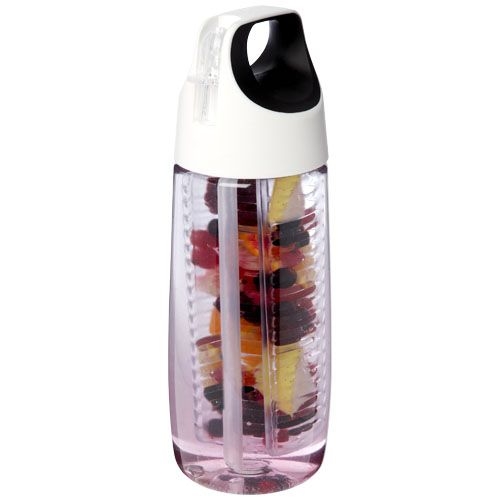 PF100784HydroFruit 700 ml Sportflasche aus recyceltem Kunststoff mit Klappdeckel und Trinkhalm