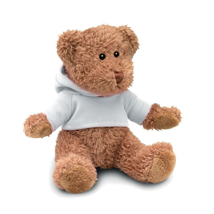 MO7375-06Johnny Teddybaer mit Hoody_ Weiss