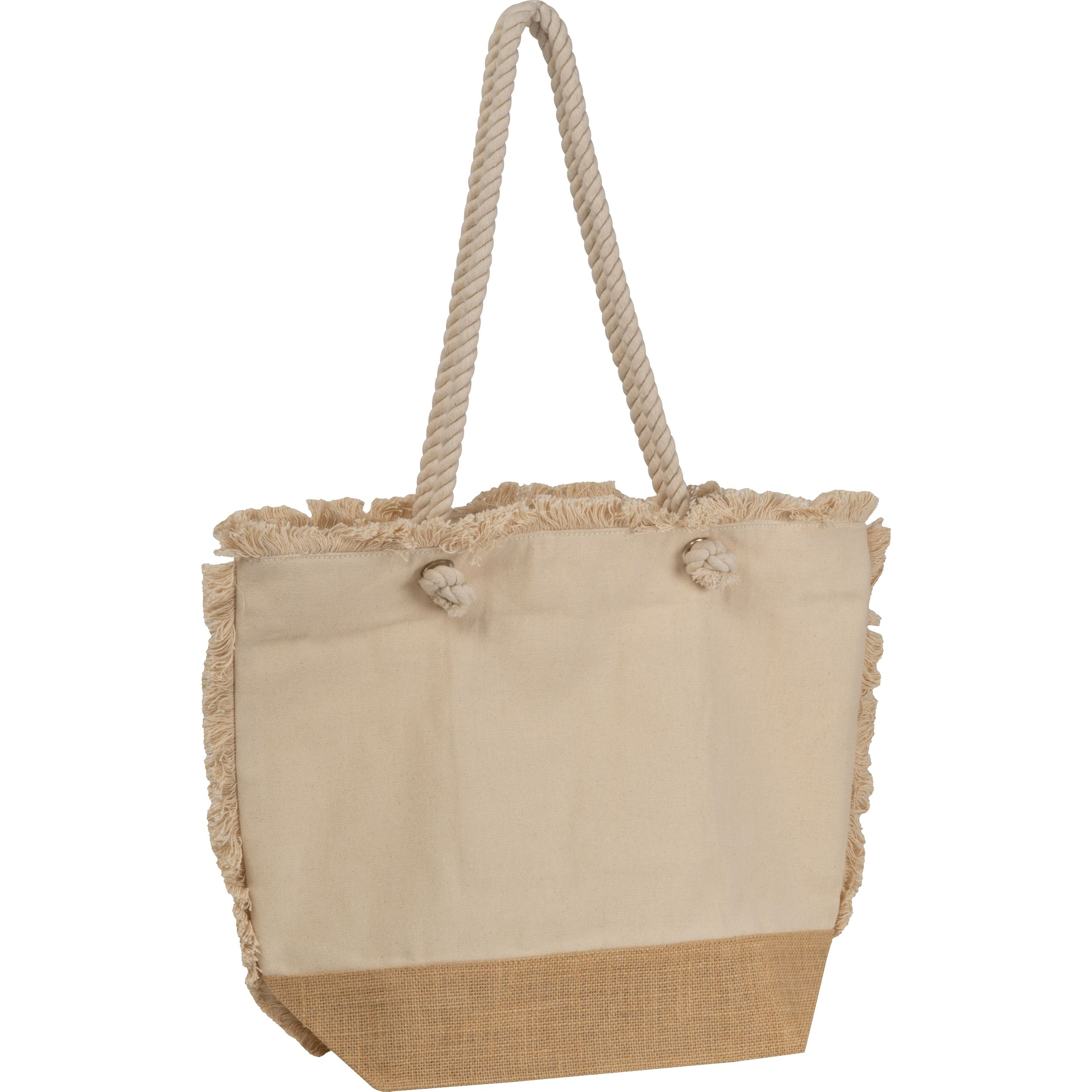 MA64572-13Strandtasche mit Juteboden und Fransen RICARDA_ beige