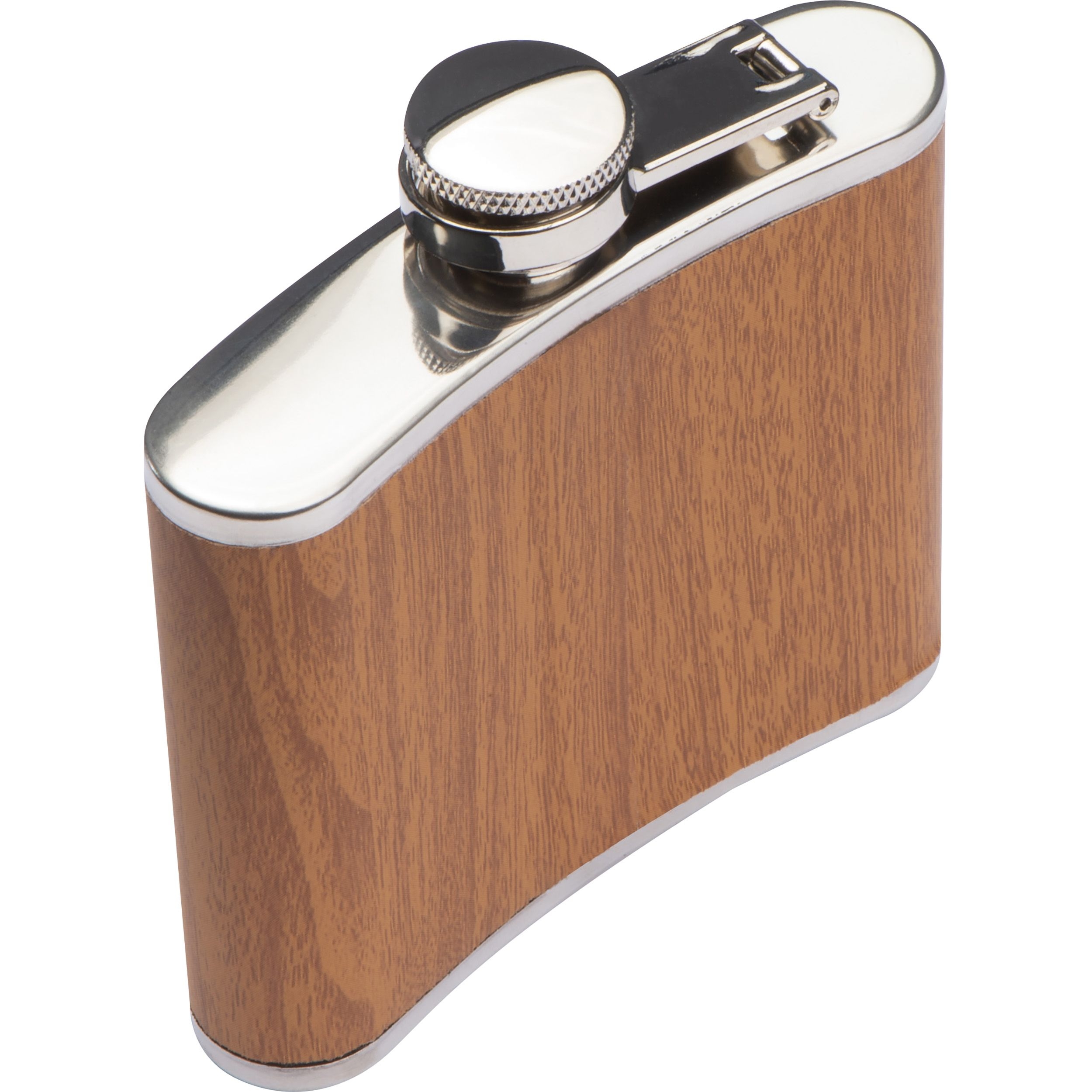 MA62439-01Flachmann aus Edelstahl im Holzdesign Fuellvermoegen 170ml_ braun