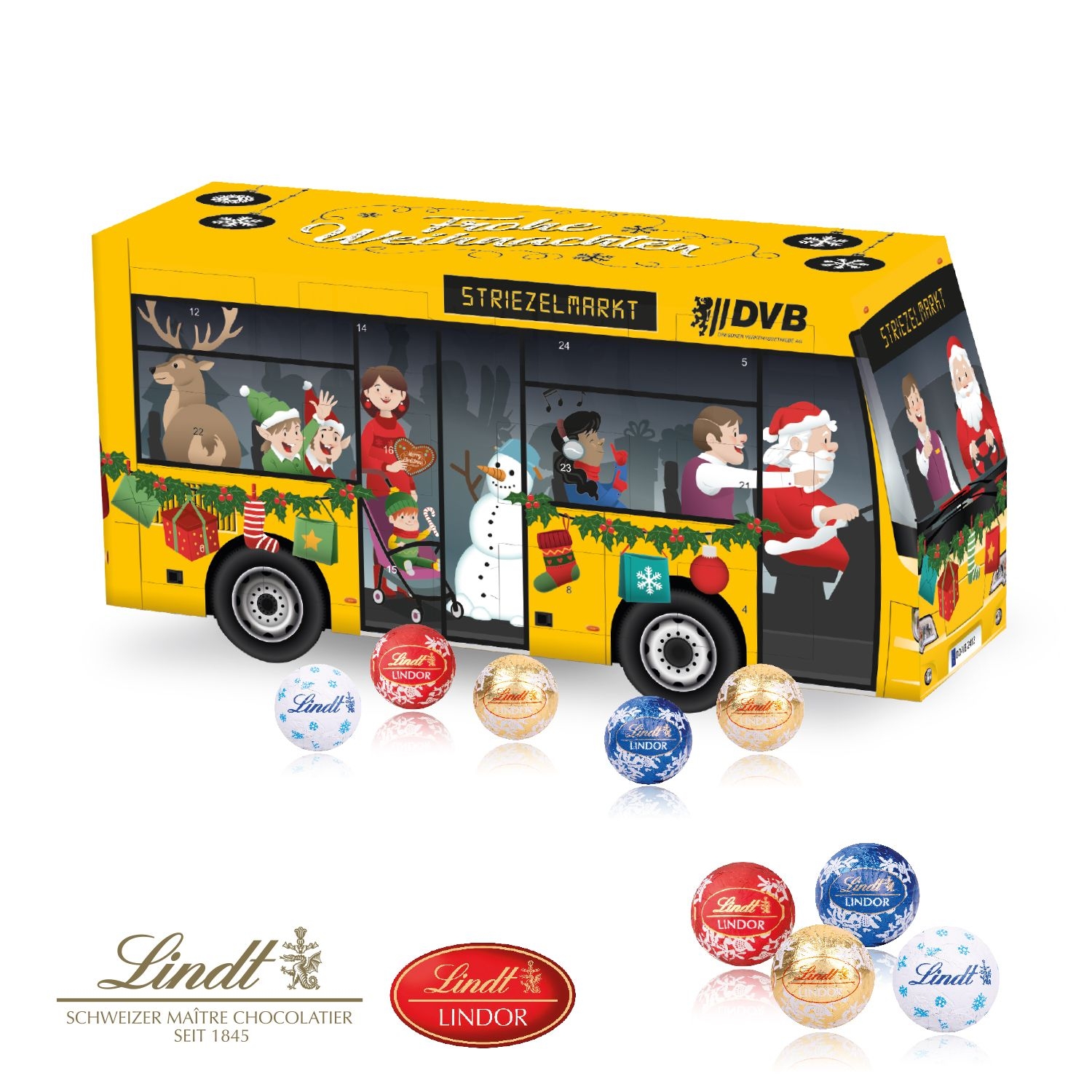CD95313-013D Adventskalender Bus mit Lindt Schokolade_ Motiv-Vorlage