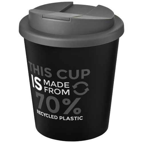 PF210455-12Americano® Espresso Eco 250 ml recycelter Isolierbecher mit auslaufsicherem Deckel _ schwarz_grau