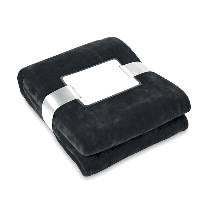 MO9088-03Davos Flanell Fleece-Decke_ schwarz