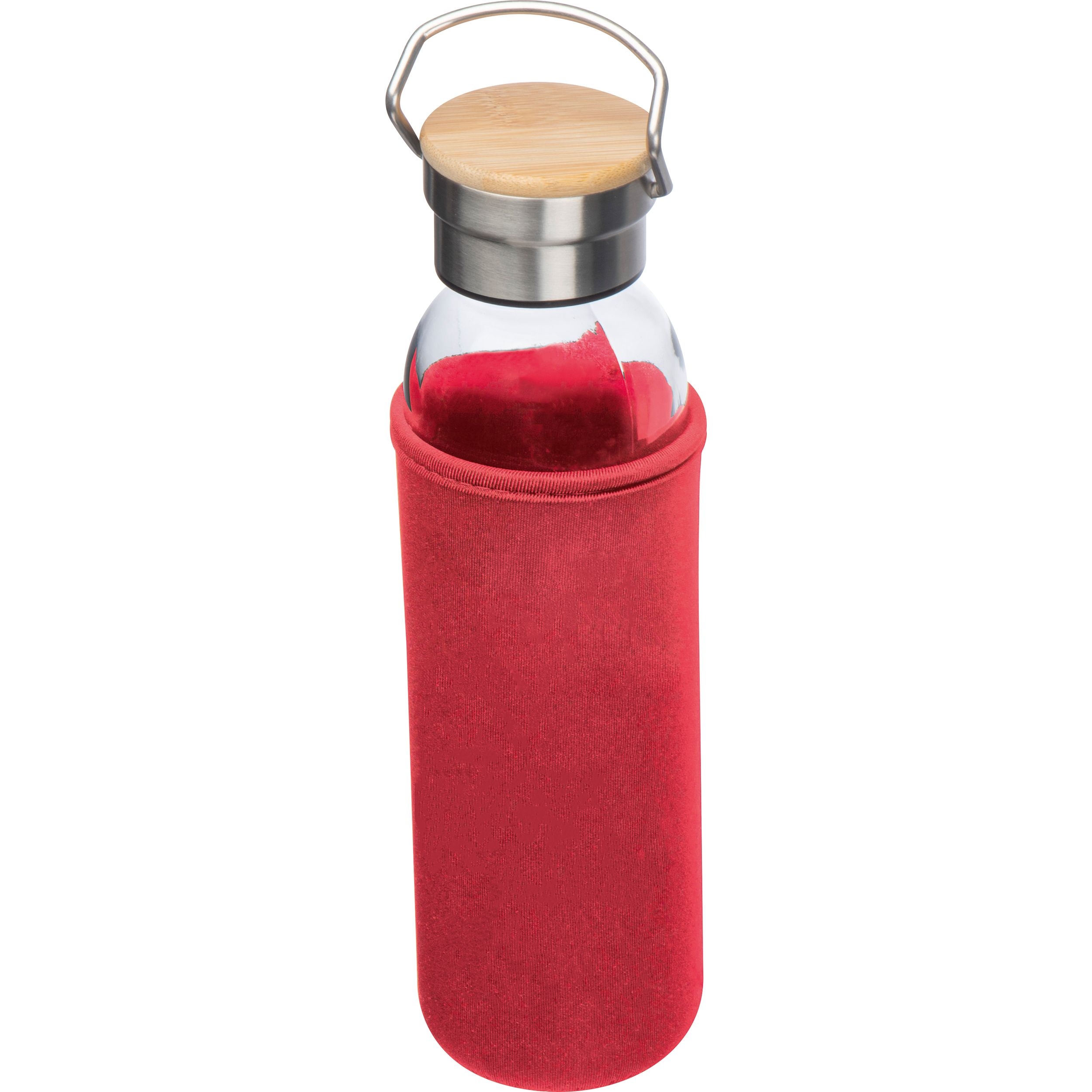 MA63181-05Glasflasche mit Neoprenueberzug_ 600ml RAMONA_ rot