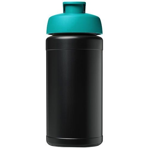 PF210461-12Baseline 500 ml recycelte Sportflasche mit Klappdeckel _ schwarz_aquablau