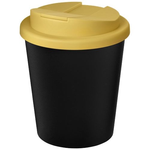 PF210455-4Americano® Espresso Eco 250 ml recycelter Isolierbecher mit auslaufsicherem Deckel_ schwarz_gelb
