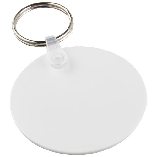 PF210475-1Tait kreisfoermiger Schluesselanhaenger aus recyceltem Material_ weiss