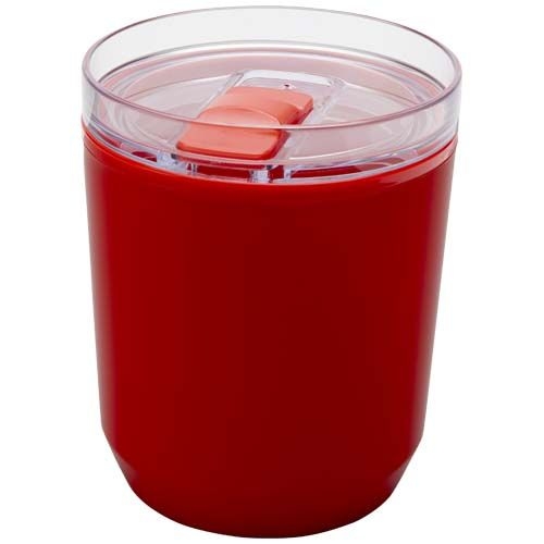 PF100852-2Hudson 180 ml doppelwandiger Becher aus recyceltem Kunststoff _ rot