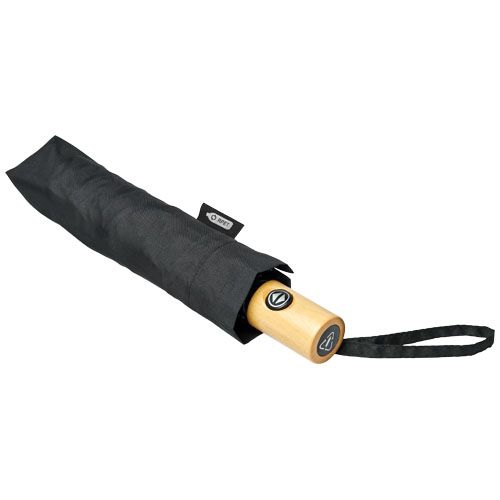 Bo 21" Vollautomatik Kompaktregenschirm aus recyceltem PET-Kunststoff, schwarz