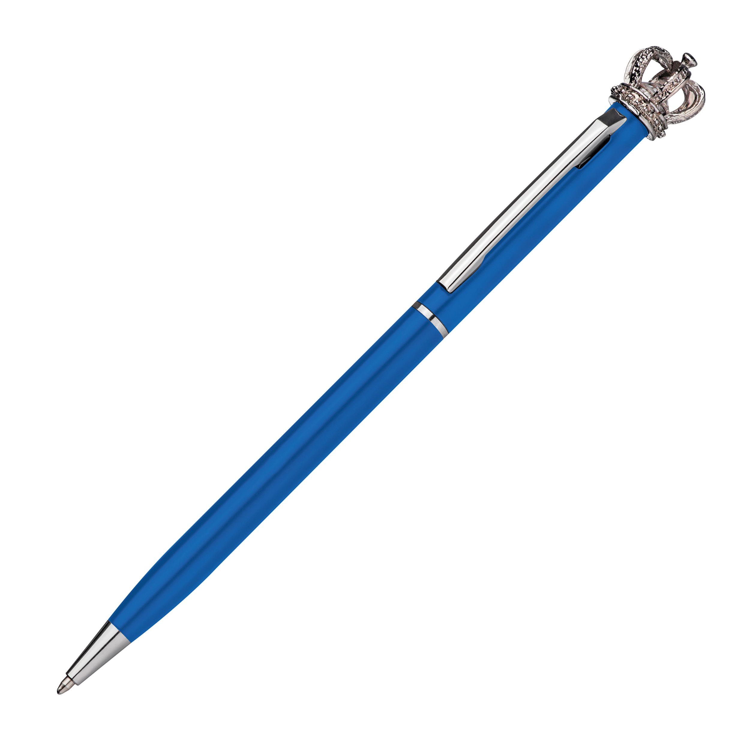 MA10488-04Kugelschreiber aus Metall mit Krone_ blau