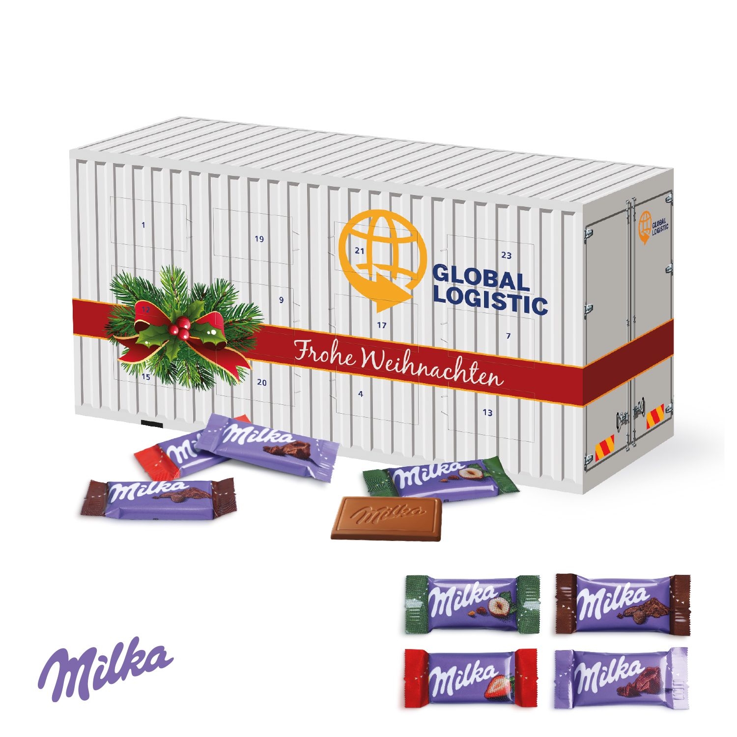 CD951733D Adventskalender Container mit Milka Schokolade