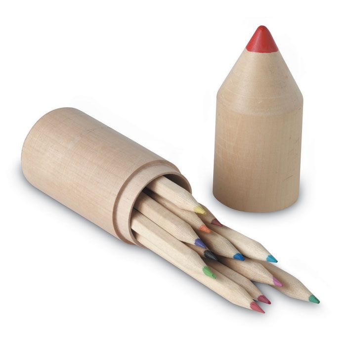 Coloret Holzbox mit 12 Stiften, holz