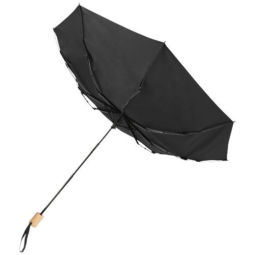 PF109145-3Birgit 21'' faltbarer winddichter Regenschirm aus recyceltem PET_ schwarz