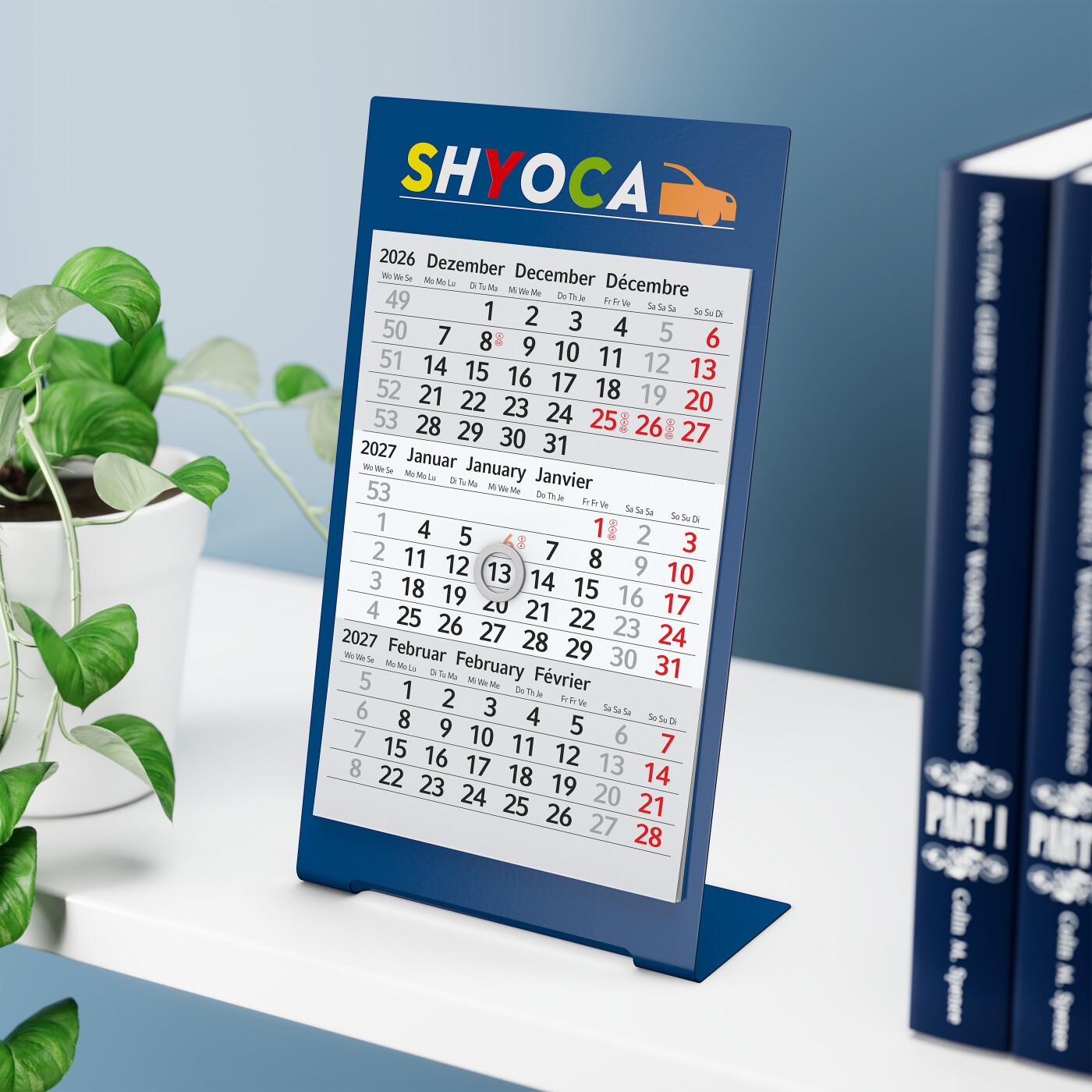 GE0042-BLTischkalender Desktop 3 Color_ blau