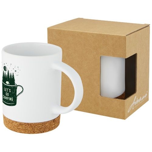 PF100901-1Neiva 425 ml Keramiktasse mit Korkboden_ weiss