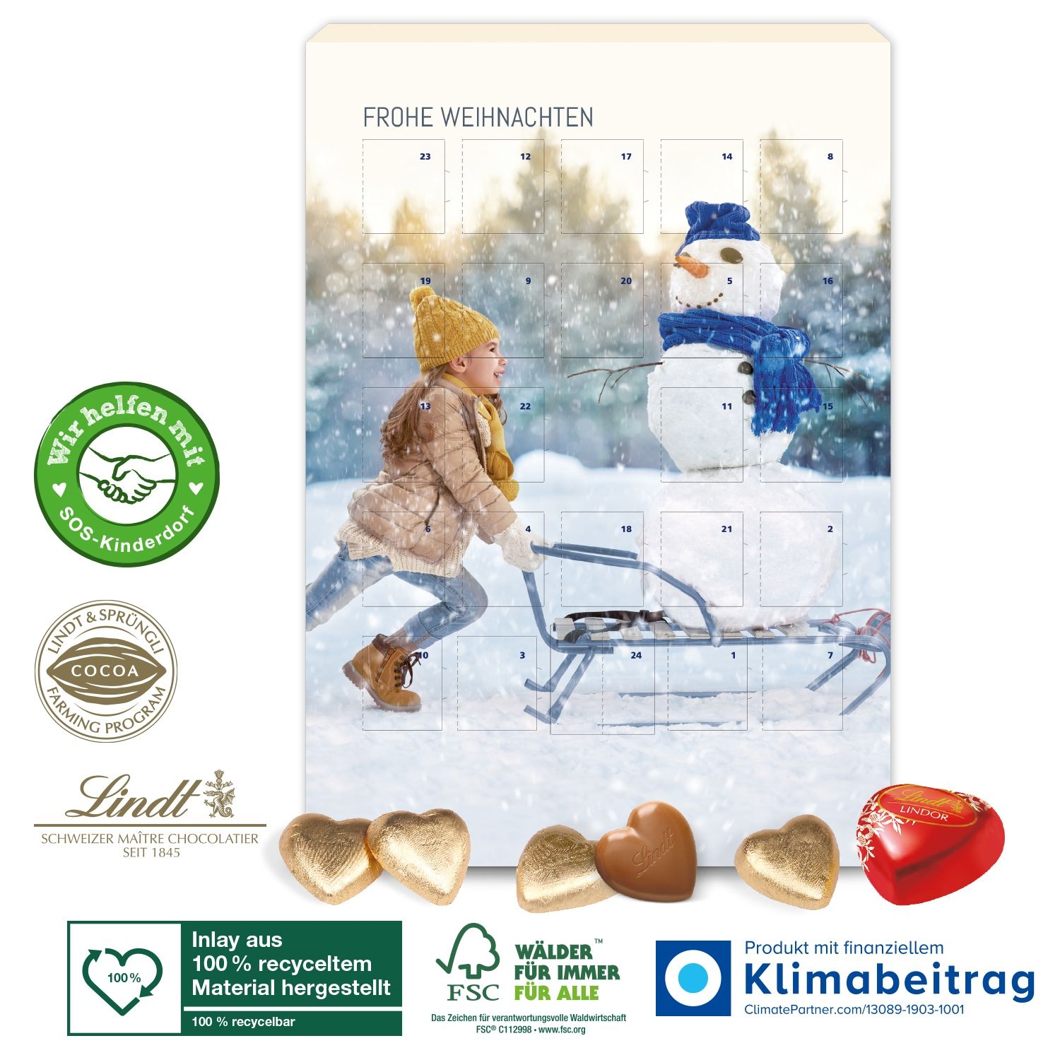 CD95317-01Adventskalender Lindt „Schokoladen-Herzen“_ Motiv-Vorlage