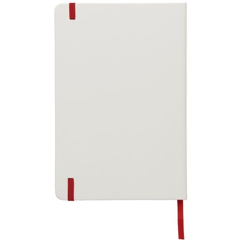 PF107135-3Spectrum weisses A5 Notizbuch mit farbigem Gummiband_ weiss_rot