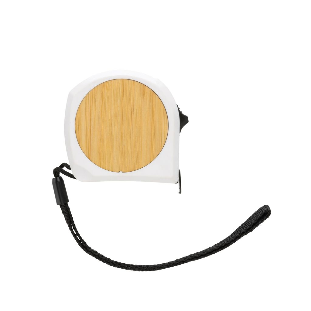 XDP112_19-35m_19mm Massband aus RCS recycelt. Kunststoff _ Bambus_ weiss