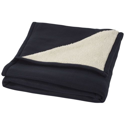 PF112809-4Springwood Decke aus weichem Fleece und Sherpa-Plaid_ navy_offwhite