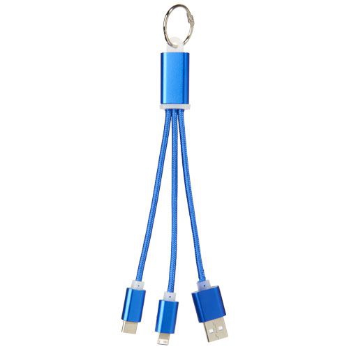 Metal 3-in-1 Ladekabel mit Schlüsselanhänger, royalblau
