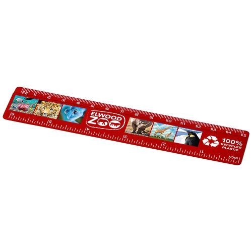 PF210467-3Refari 15 cm Lineal aus recyceltem Kunststoff_ rot