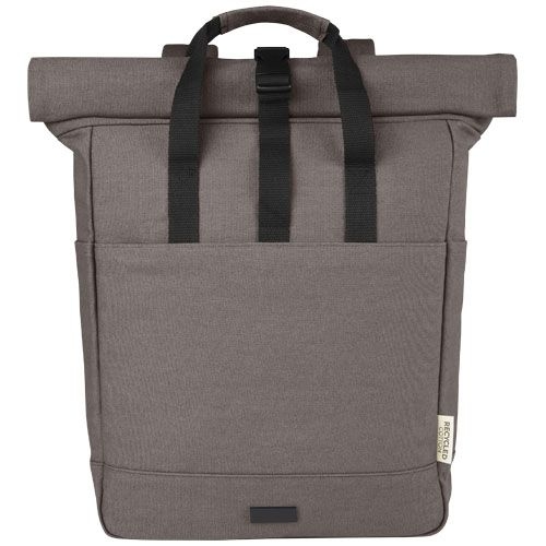 PF120678-3Joey 15_ GRS Rolltop Laptoprucksack aus recyceltem Canvas 15 L_ grau
