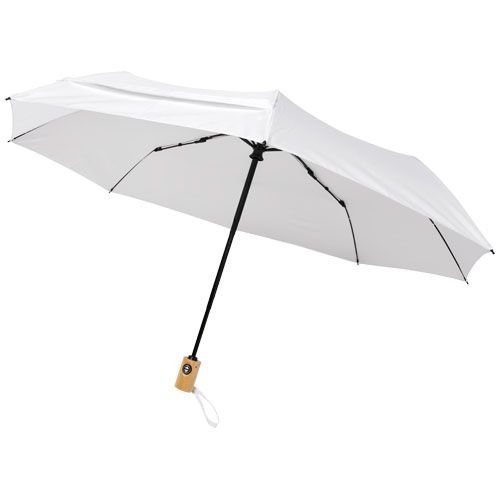 PF109143-2Bo 21_ Vollautomatik Kompaktregenschirm aus recyceltem PET-Kunststoff_ weiss