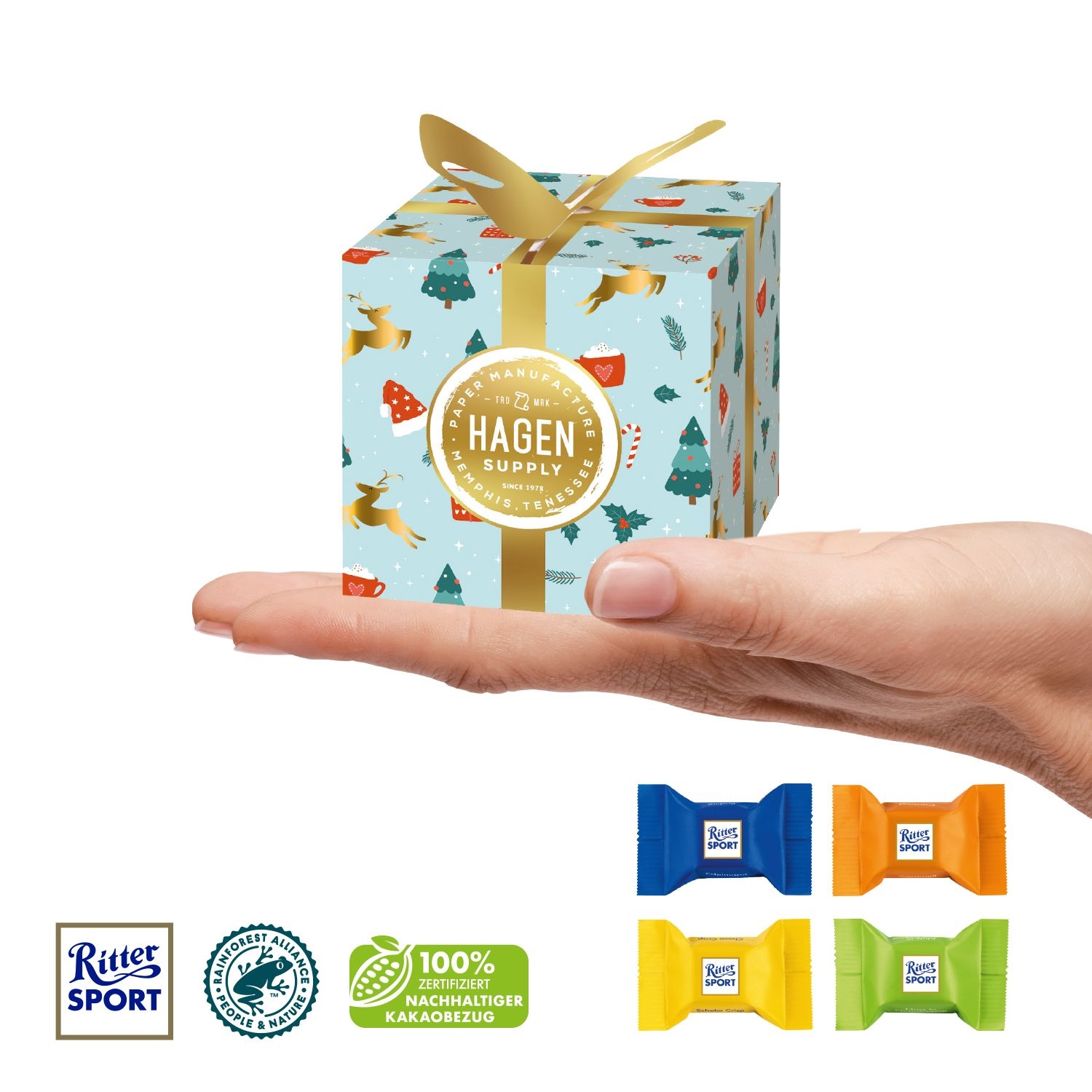 CD95608Praesent _Feine Bescherung_ mit Ritter SPORT Schokowuerfel