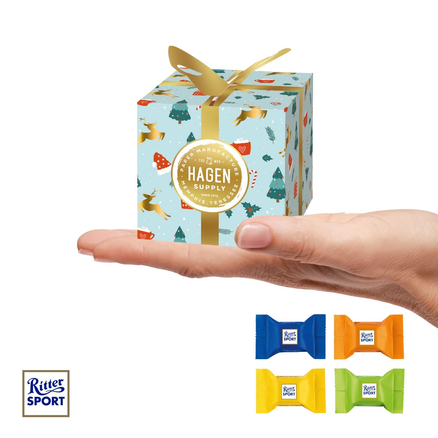 CD95608Praesent Feine Bescherung mit Ritter SPORT Schokowuerfel