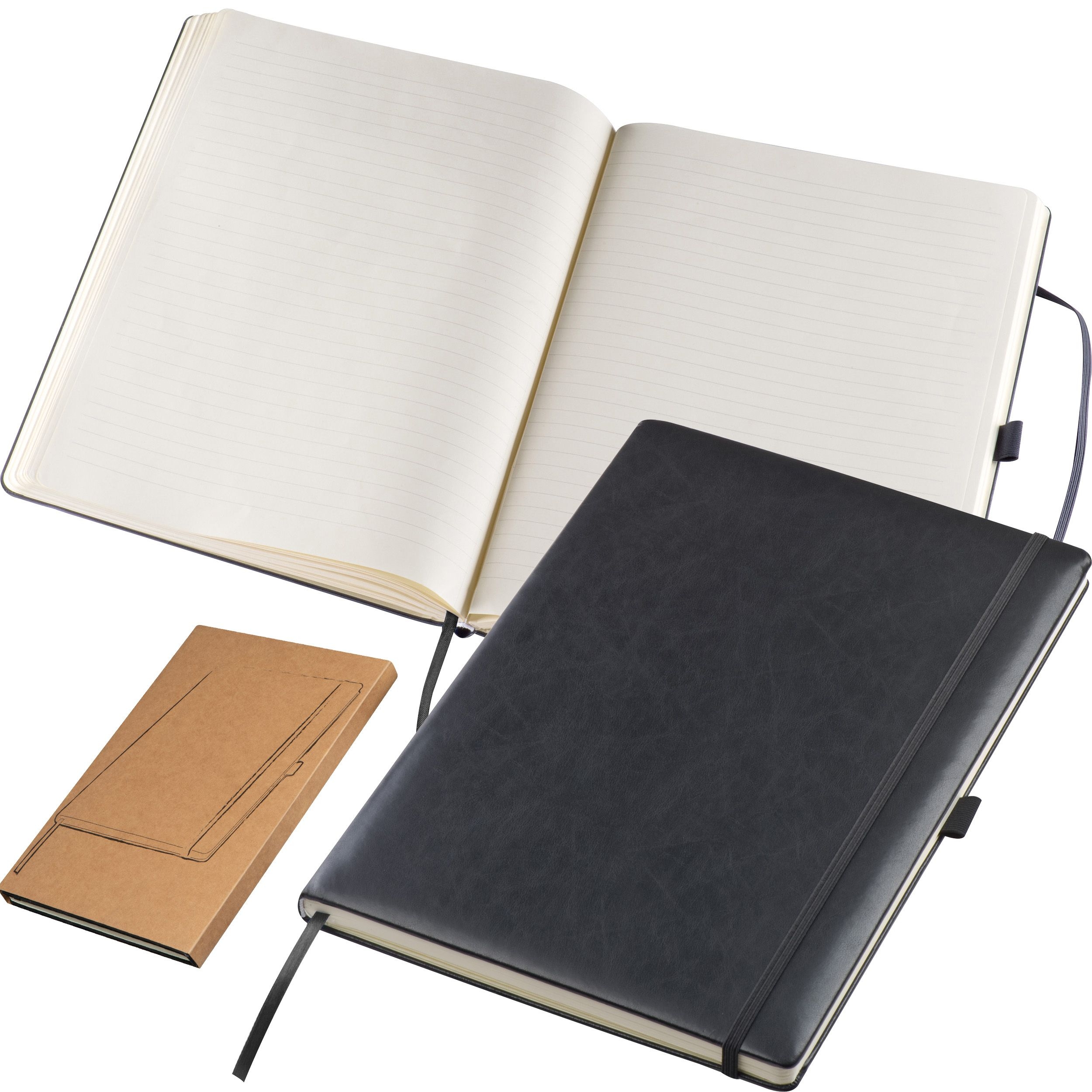 MA28636-03A4 Notizbuch mit Kunstlederumschlag _ schwarz