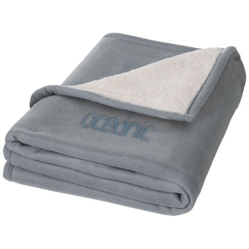 PF112809-1Springwood Decke aus weichem Fleece und Sherpa-Plaid_ grau_offwhite