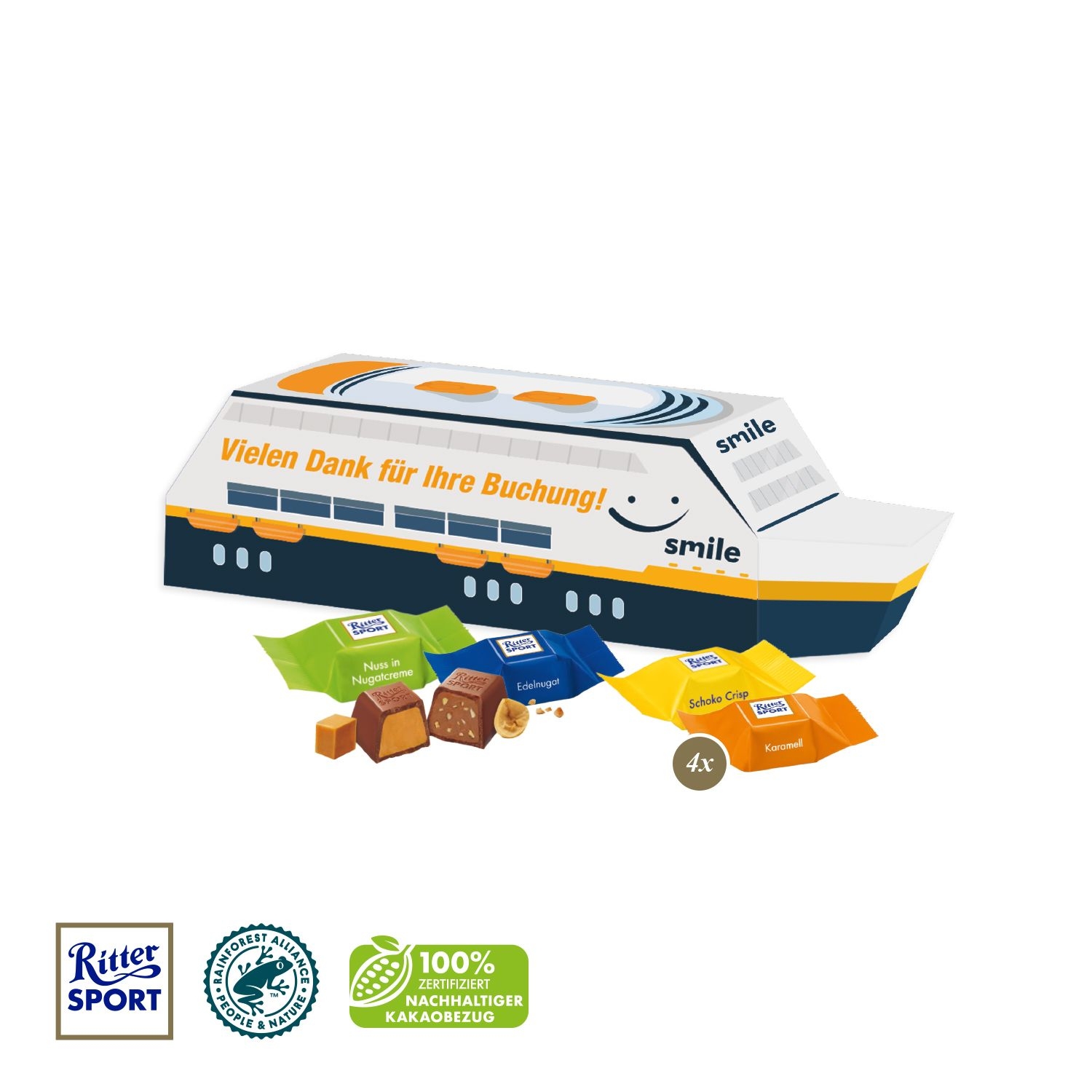 CD955933D Praesent _Schiff_ mit Ritter SPORT Schokowuerfel