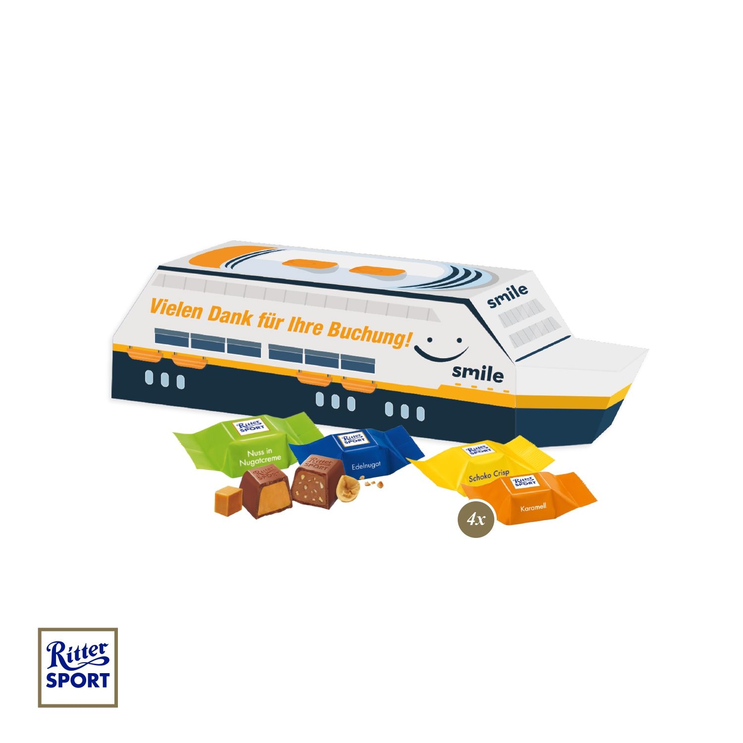 CD955933D Praesent Schiff mit Ritter SPORT Schokowuerfel