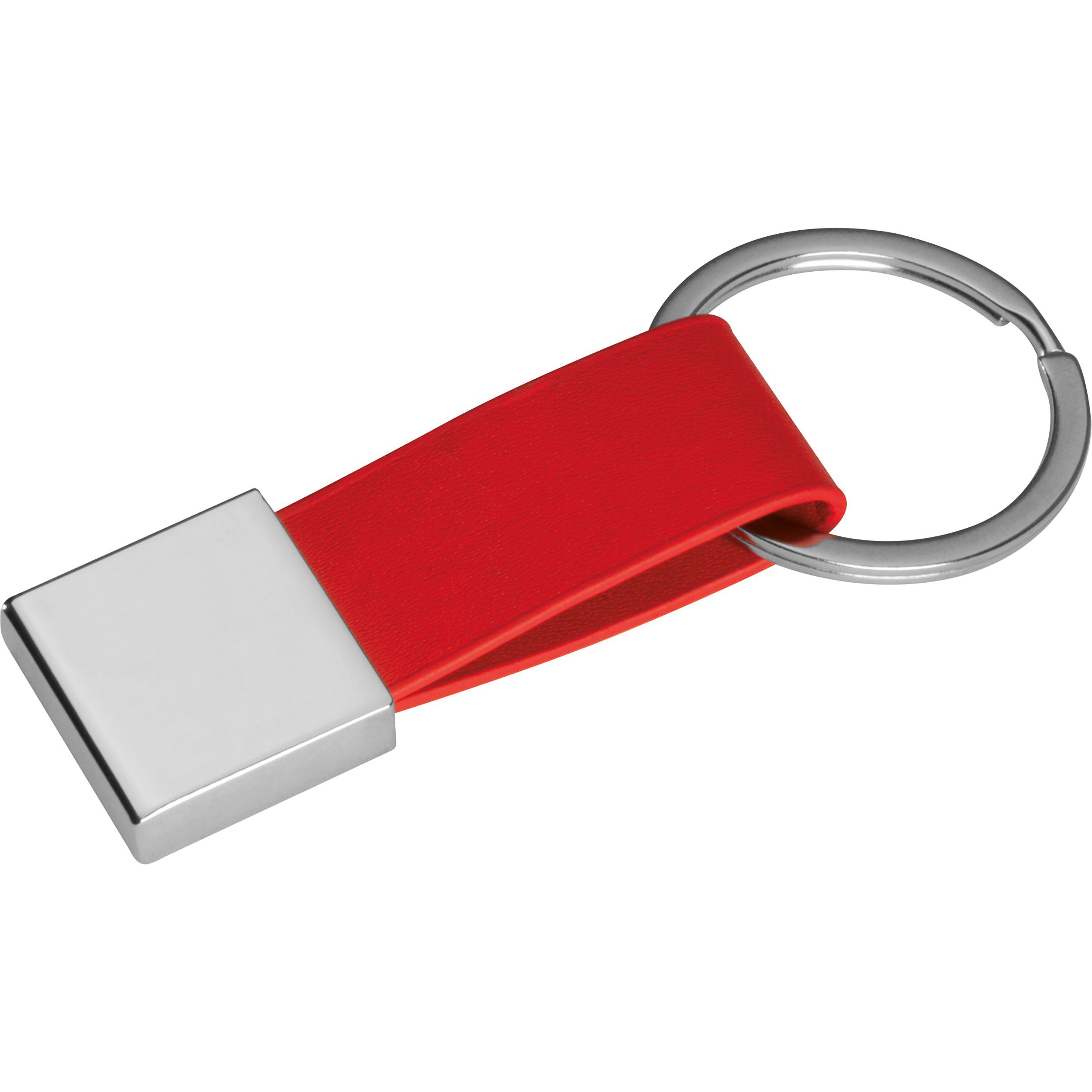 Schlüsselanhänger mit Kunstleder Bändchen, rot