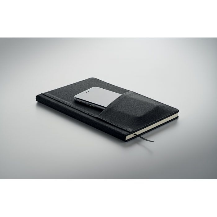 MO2285-03Cinco A5 notebook PU front pocket_ schwarz