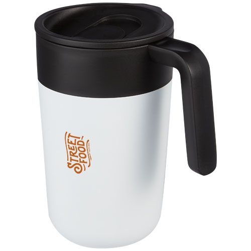 PF100731-1Nordia 400 ml doppelwandiger Becher aus Recyclingmaterial_ weiss