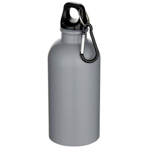 PF100871-3Oregon 400 ml matte RCS-zertifizierte einwandige Trinkflasche aus recyceltem Edelstahl mit Karabiner