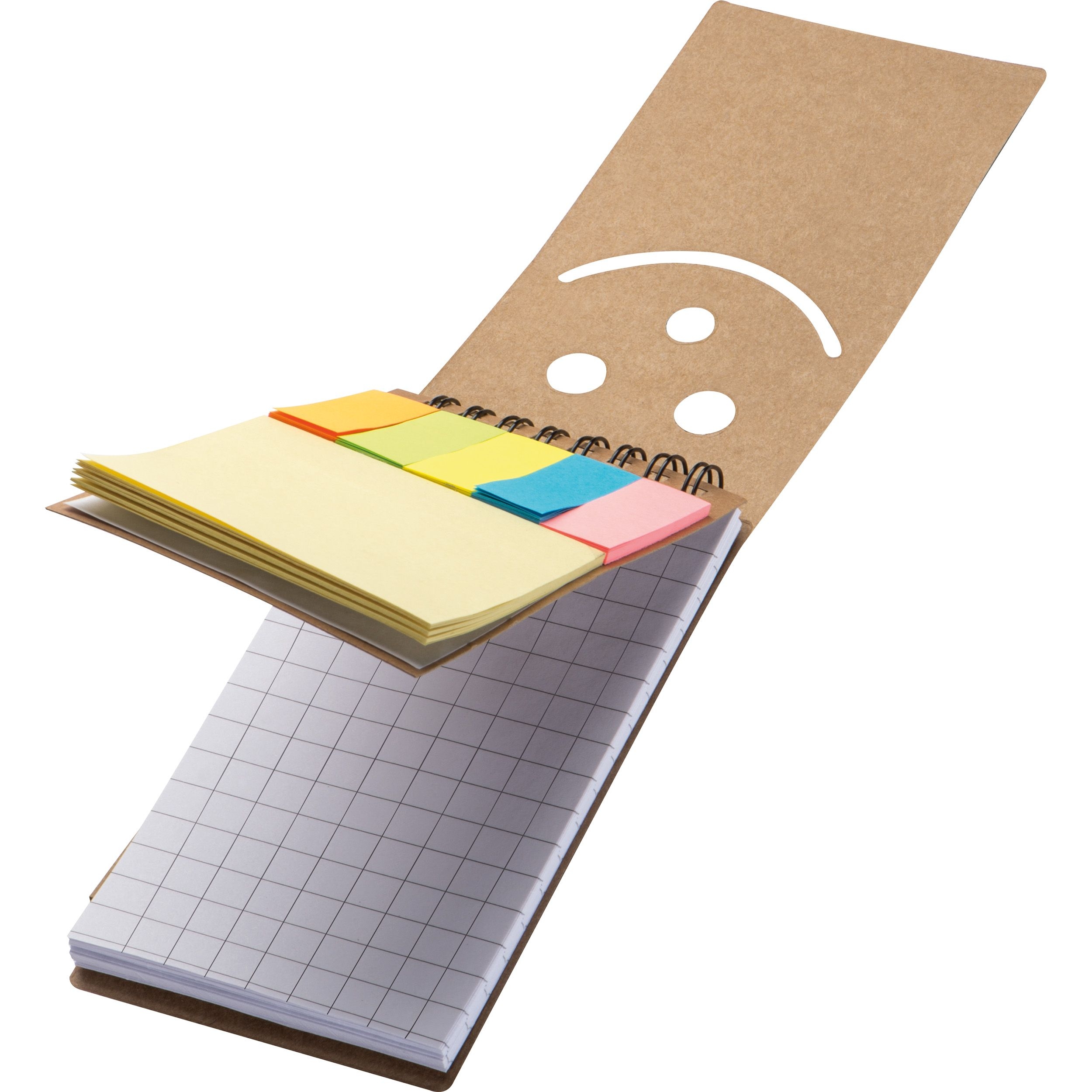 MA20583-01Notizblock mit Spiralbindung und einem Smile Gesicht MANLIO_ braun