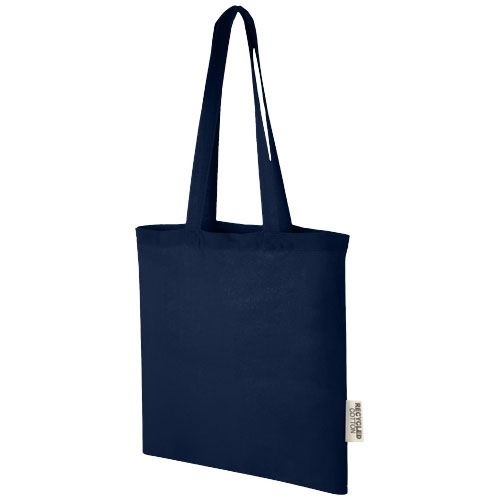 PF120695-5Madras 140 g_m² Baumwoll Tragetasche aus GRS recycelter Baumwolle_ 7L_ navy