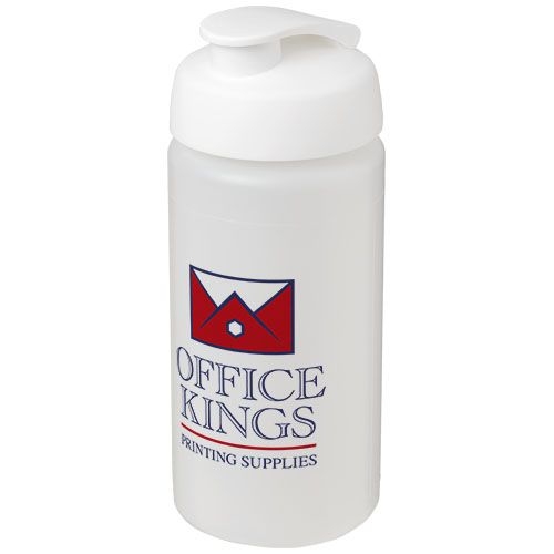 PF210072-17Baseline® Plus grip 500 ml Sportflasche mit Klappdeckel_ transparent_weiss
