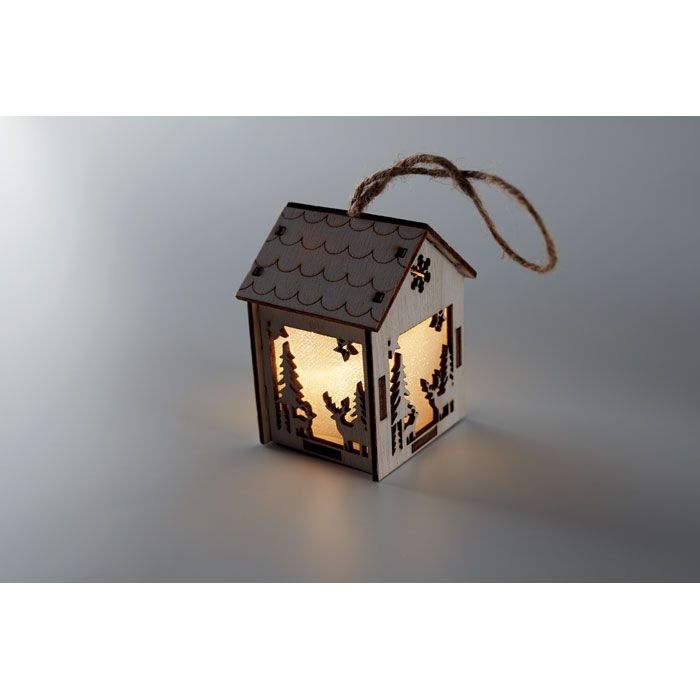 CX1463-40Ponia Anhaenger Haus mit Licht_ holz