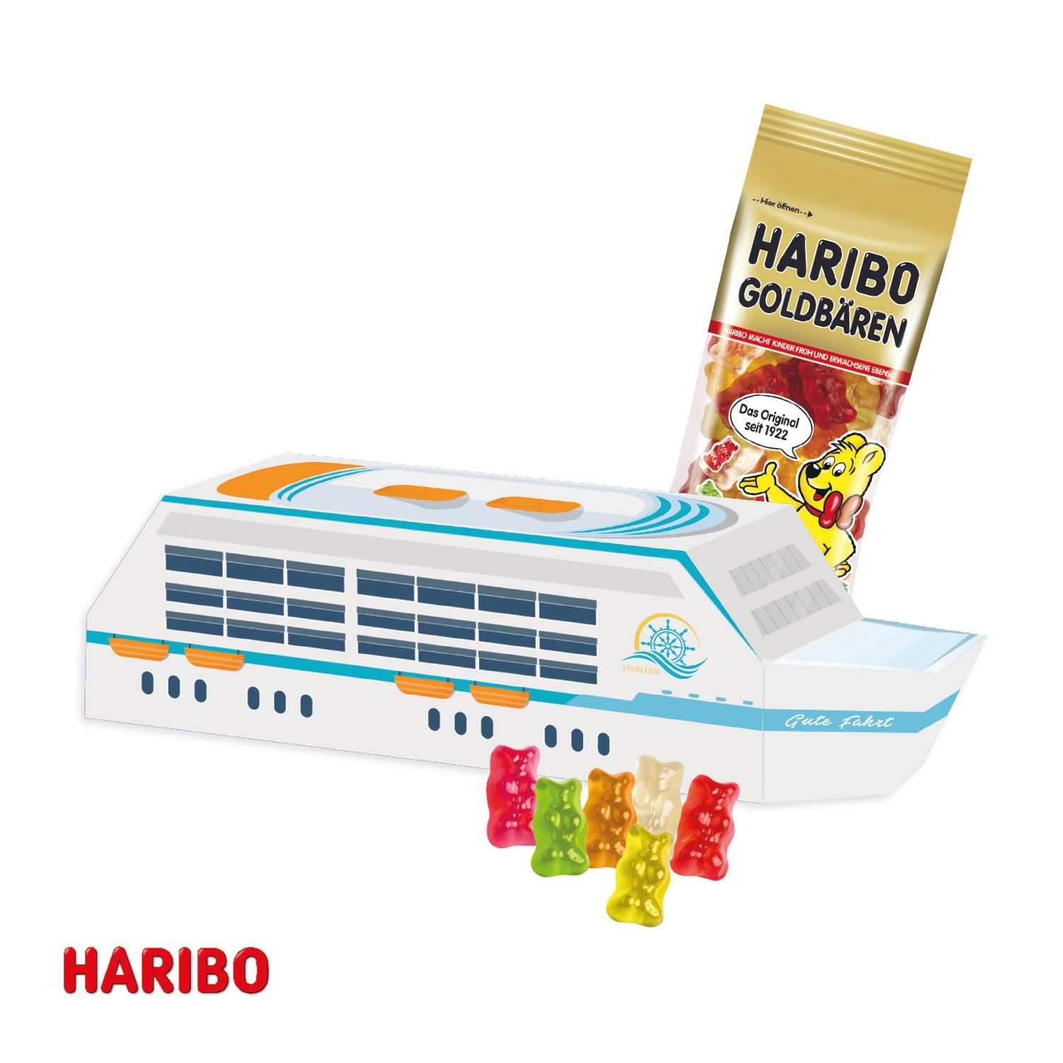 CD917353D Praesent Schiff mit Haribo Goldbaeren
