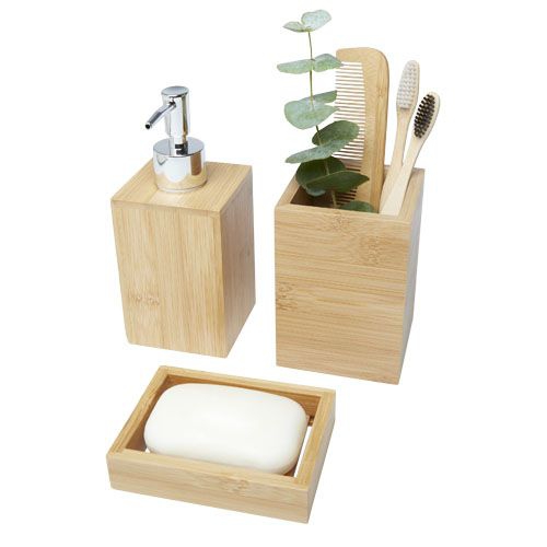 Hedon 3-teiliges Bambus Badezimmer-Set, natural