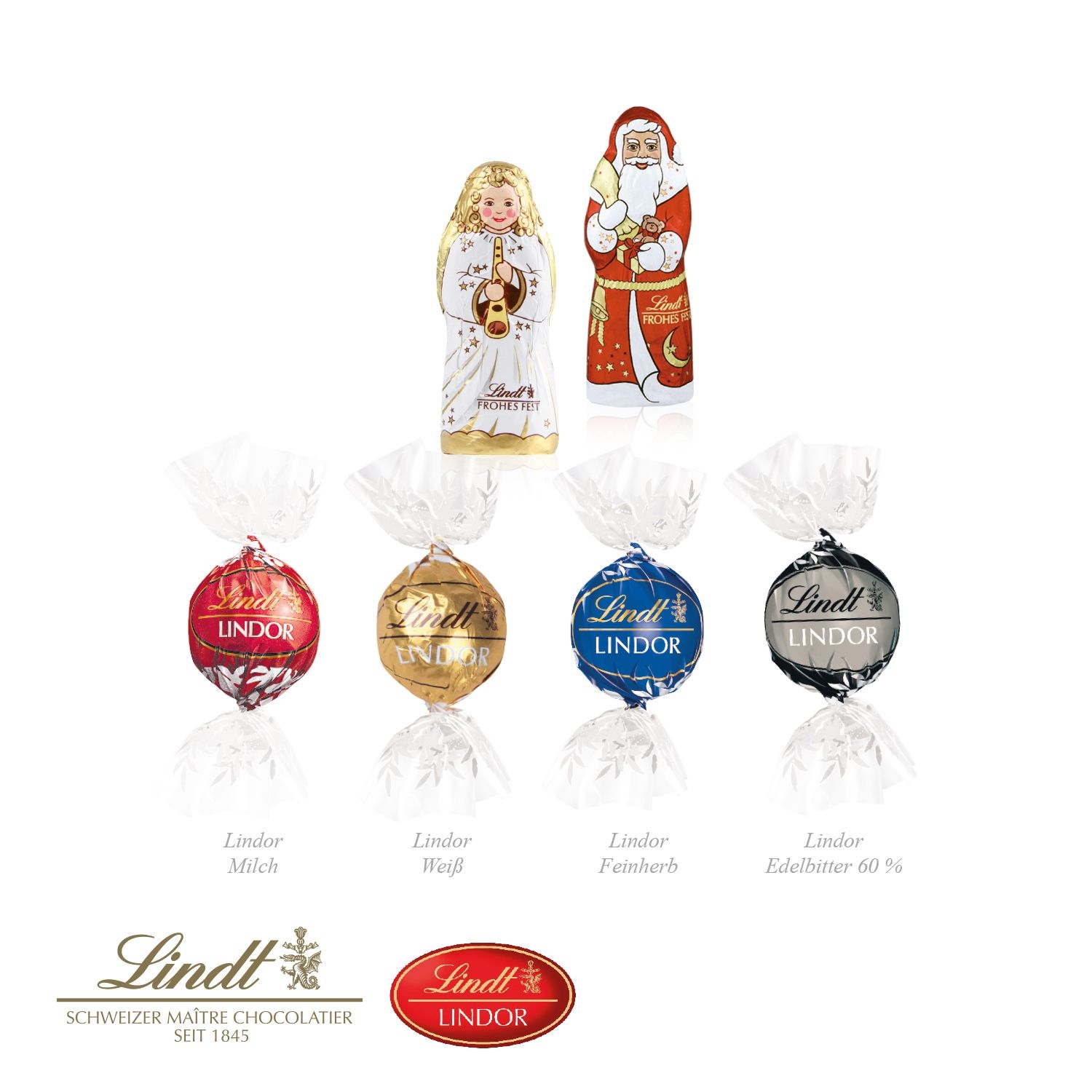 CD55403-01Adventskalender Lindt Lindor mit Santa _ Engel_ Inlay aus Papier_ Motiv-Vorlage