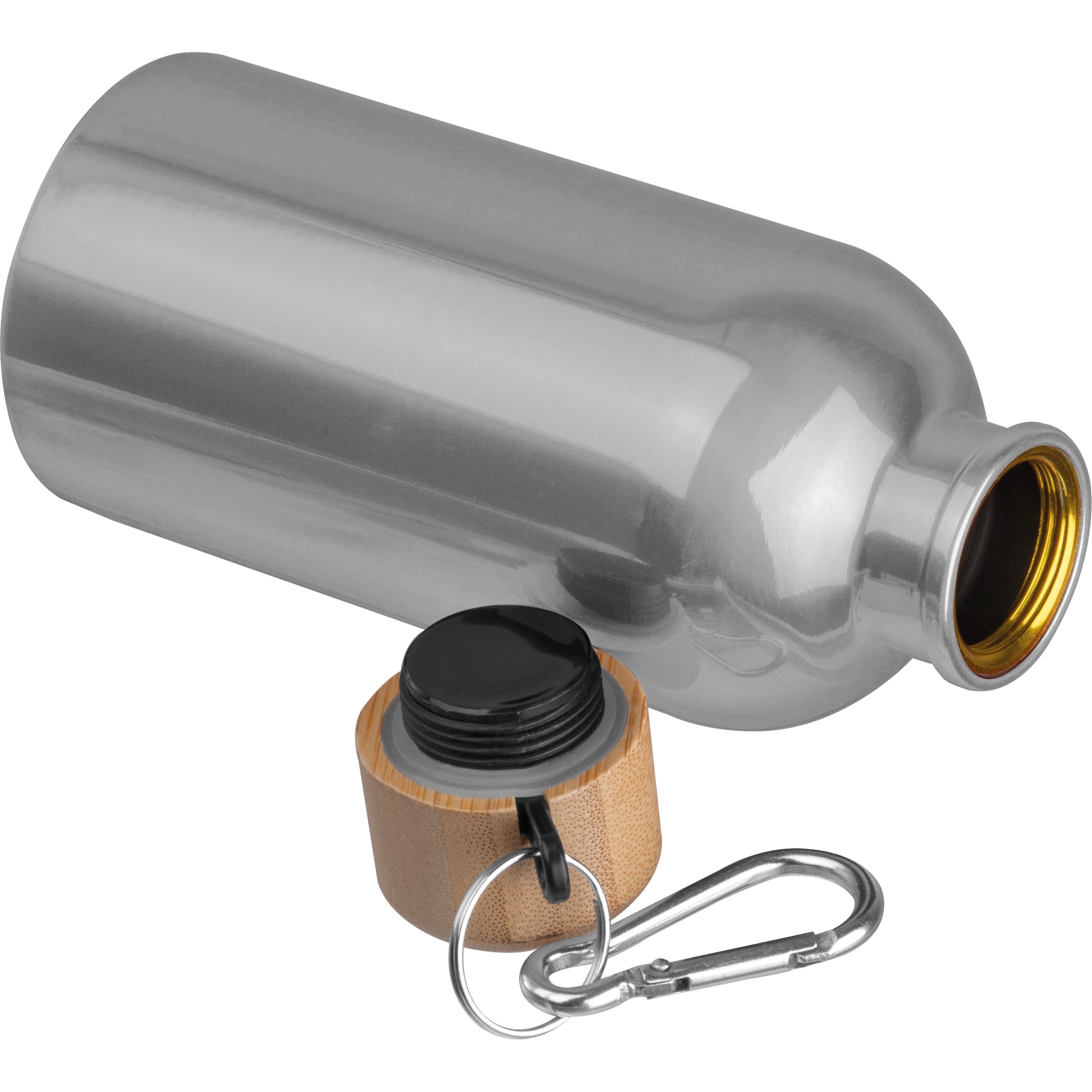 MA84972-07Edelstahltrinkflasche mit Karabiner_ 400ml MARILYN_ silbergrau