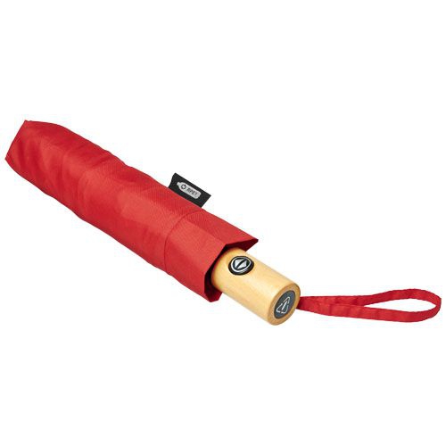 Bo 21" Vollautomatik Kompaktregenschirm aus recyceltem PET-Kunststoff, rot
