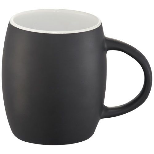 PF100466-1Hearth 400 ml Keramiktasse mit Holz Untersetzer_ schwarz_weiss
